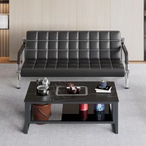 Factory Hot Design Modern Executive Office Furniture Black Leather Luxury Hospital Waiting Sofa