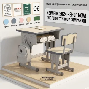 Factory India Offers Modern Student Desk Chair Set Metal Furniture for College School Pakistan African