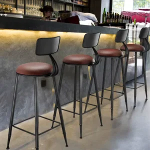 Factory Industrial Design Leather Cushion Bar Stool with Back