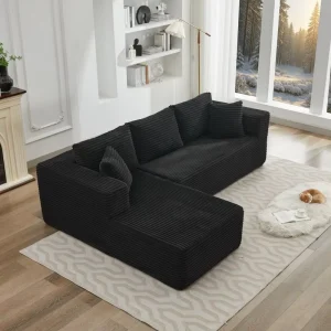 Factory L Shape Corduroy Boneless Couch Modular Sectional Sofa Compressed Space Saving Fabric Sofa Free Shipping