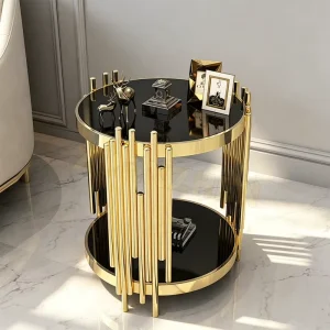 Factory Living Room Furniture Modern Coffee Tables Black Glass Side Table High Quality End Table for Villa Hotel Home