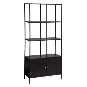 Factory Living Room Shelf Design Shelf Display Unit 5 Tier Metal Bookshelf Bookcase Steel Book Shelf with Storage Cabinet