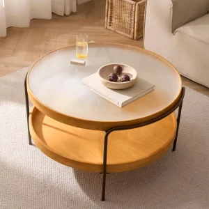 Factory Luxury Designer Coffee Tables Modern Rustic Style Solid Wood Coffee Tables with Metal Legs