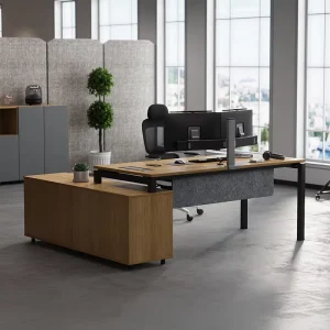 Factory Luxury Modern Design L Shape Executive Standing Table Wooden Adjustable Desk with Drawers Office Desk