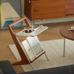 Factory Magazine Rack with Tray Retro Side Table Movable Nordic Small Apartment Living Room Bedroom Corner Table