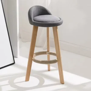 Factory Manufacturer Simple Design High Legged Solid Wood Bar Stool for Home Restaurants Cafes Bars