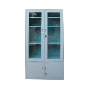 Factory Medical Office File Cabinet 4 Door Steel Cupboard with Glass for Hospital Furniture