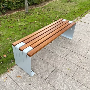 Factory Metal Bench Courtyard Garden Wooden Seat Park Street Waiting Seating Garden Outdoor Furniture Chair Bench