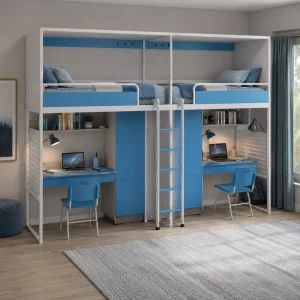 Factory Metal Bunk Bed with Desk and Locker Apartment Dormitory Bed Latest Metal Steel Bed Design