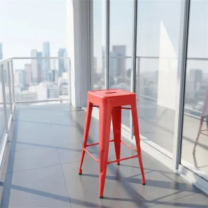 Factory Metal Square Bar Stool Industrial Counter Height Stool for Bar Cafe Restaurant Kitchen