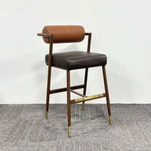 Factory Metal Wood Grain Bar Chairs Restaurant High Chairs Kitchen Stylish Bar Stools Hotel Barstool
