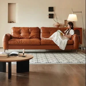 Factory Minimalist Leather Sofa Set High Density Sponge 3 Seater for Apartment Villa Hotel