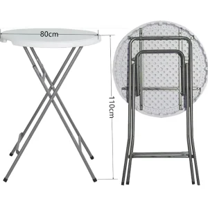 Factory Modern Commercial Portable HDPE Round Coffee Bar Table White Folding Banquet Cocktail Table for Outdoor Event