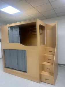 Factory Modern Design Capsule Bunk Bed Solid Wood with Partition Bookshelf & Drawer Type Staircase for Home Youth Dormitory