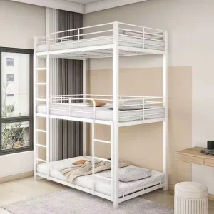 Factory Modern Design Heavy Duty Customized Size Metal Adult Triple Bed for Home Dormitory Furniture