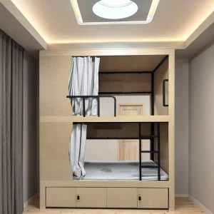 Factory Modern Design Space Saving Capsule Bunk Beds Heavy Duty Safety Guardrail Storage Drawers Bedroom Hotels