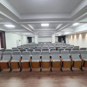 Factory Modern Eco Friendly Folding Swivel Auditorium Chair Writing Tablet Wood Theatre Cinema Seats Theater Furniture