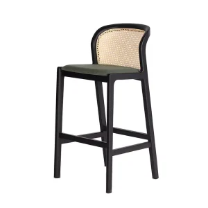 Factory Modern High leg Kitchen Counter Bar Chairs Gold Wooden Kitchen Bar Stools Rattan Wicker Bar Chair with Seat Cushion