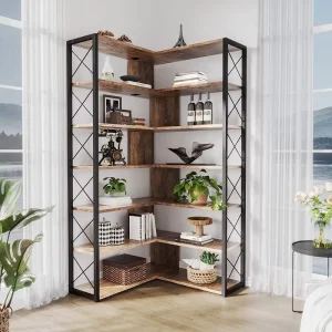 Factory Modern Industrial Metal+MDF Bookcases Bookshelf Home Office Apartment School Living Room Dining Corner Storage