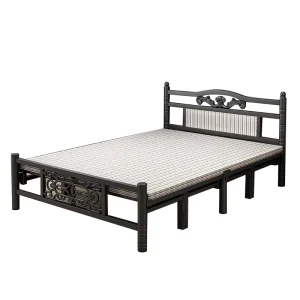Factory Modern Minimalist Folding Metal Bed Household Simple Rental Room Silent Roman Column Dormitory Single/Double