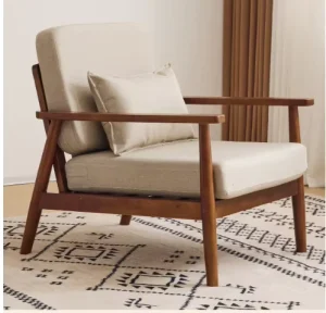 Factory Modern Nordic Leisure Single Sofa Chair Wood Frame Ergonomic Stackable Hotel Dining Living Room