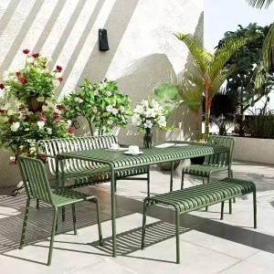 Factory Modern Outdoor Furniture Restaurant Iron Banquet Party Multi Seats Chairs Tables Set for Hospital Hotel Use