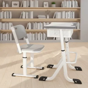 Factory Modern Primary Middle School Furniture Height Adjustable Student Study Table Chair Set with Storage