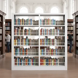 Factory Modern School Library Furniture Metal Bookshelves Steel Double-sided Open Storage Rack Epoxy Powder Coated