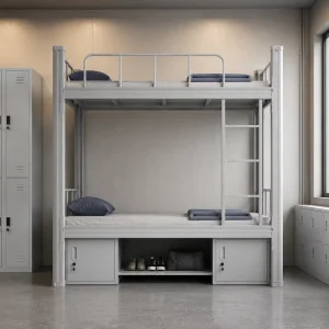 Factory Modern Space Saving Double Layer Steel Bunk Bed Frame Storage Custom Color for Apartment Hospital Bedroom Use