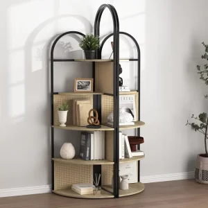 Factory Modern Steel Wood Corner Shelving Unit Living Room Home Office Furniture Arched Design Eco Friendly Bookshelf