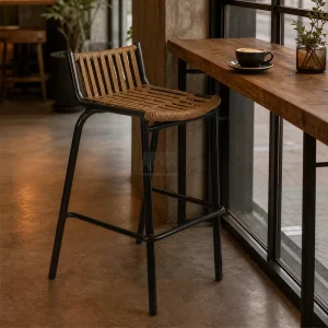 Factory Modern Style Waterproof Outdoor Patio Rope High Bar Stool Chair for Home Bar Commercial Use