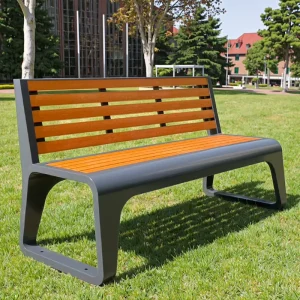 Factory New Arrival Seat Galvanized Steel Bench Six Person Long Chair With Backrest Lounge Bench Garden Benche Outdoor Furniture