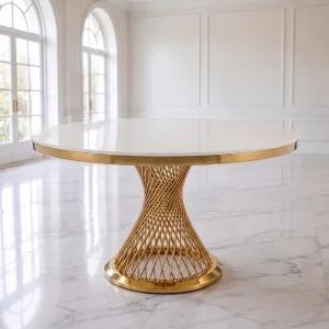 Factory New Model Wedding Event Gold Stainless Steel Round Cake Tables for Hotel & Dining Use