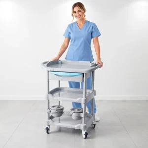 Factory New Three Tier Medical Beauty Instrument Cart Universal Wheels Hospital Medical Trolley with Drawers