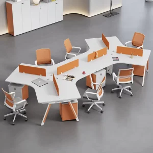 Factory OEM 120 Degree MDF Modular Pentagon Office Partition Cubicle Workstation for 10 Persons Modern