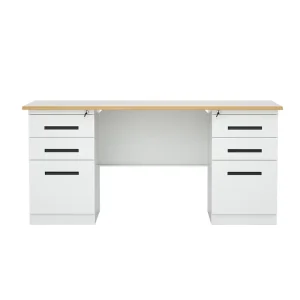 Factory Office Desk With 2 Drawers Durable Cabinet Metal Study Desk Office Table Design Steel Standing Computer Desk