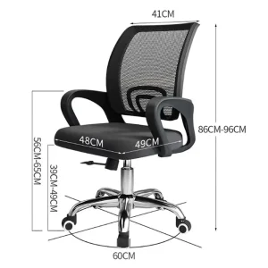 Factory Office Staff Chair Mesh Back Five Jaw Steel Wheel Rotatable Adjustable Height Modern Nordic Style Office Chair