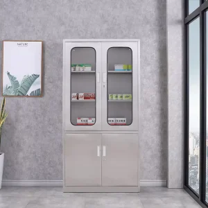 Factory Price 2 Door Stainless Steel 201/304 Medicine Storage Cabinet with Glass Window for Pharmacy Hospitals