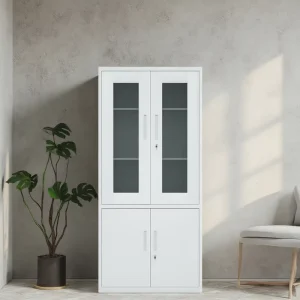 Factory Price 4 Glass Door Modern Steel Filing Cabinet with Adjustable Storage for Home Office & School Use