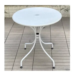 Factory Price Black Metal Square Round Table Outdoor Restaurant Canteen Cafe Tables with Umbrella Hole