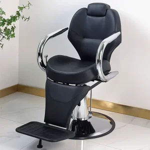 Factory Price Black PU Leather Hydraulic Barber Chair 360 Rotation Adjustable Height Modern Design Durable Salon Chair
