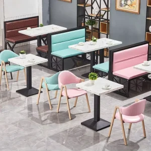 Factory Price Chinese Modern Style Restaurant Hotel Bar Cafe Wood Table Dining Chair Booth Set
