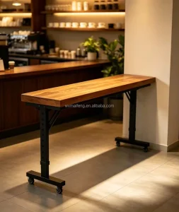 Factory Price Contemporary Commercial Furniture Hotel Coffee Shop Restaurant Bar Adjustment Wood Dining Table