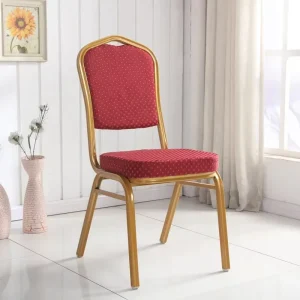 Factory Price Fancy Design Stackable Golden Metal Iron Steel Fabric Seat Hotel Banquet Chairs