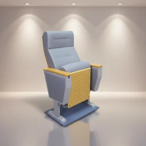 Factory Price Folding Auditorium Hall Chair Theater Chair with Writing Pad Fabric Cover Wood Shell Cinema Seating