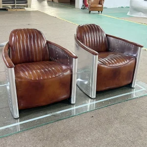 Factory Price Handmade Genuine Vintage Leather Industrial Aviation Leisure Chair Home Furniture Cigar Lounge Use Customized