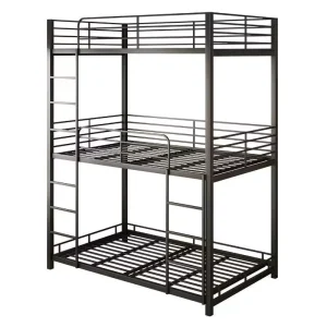 Factory Price Heavy Duty Metal Triple Beds with Safety Guardrails for Dormitory School Living Room Apartment Storage