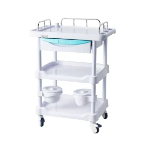 Factory Price Hospital Equipment Beauty Trolleys Save Space Full ABS Plastic Medical Hospital Trolley Cart