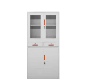 Factory Price Large Steel Filing Cabinets Half Glass Door Metal Storage Cabinet with 2 Drawers for Home Office
