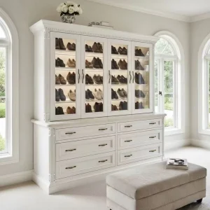Factory Price Luxury Modern Living Room Furniture Entrance Large Storage White Wooden Shoe Rack Cabinet